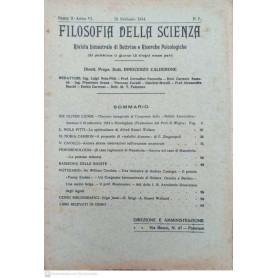 Filosofia della scienza. Serie II-Anno VI. N°1