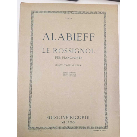Alabieff Le Rossignol per pianoforte