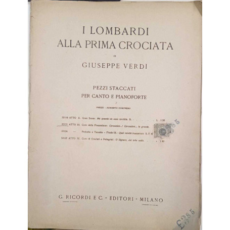 I lombardi alla prima crociata. Pezzi staccati per canto e pianoforte
