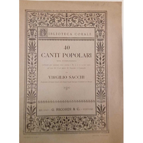 40 canti popolari senza accompagnamento
