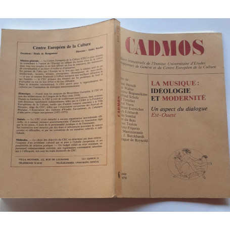 La musique: idéologie et modernité. Un aspect du dialogue Est-Ouest