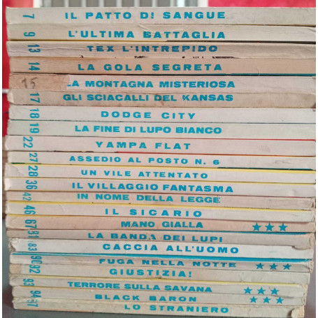 Tex. Lotto albi n. 22. Numerazione in descrizione.