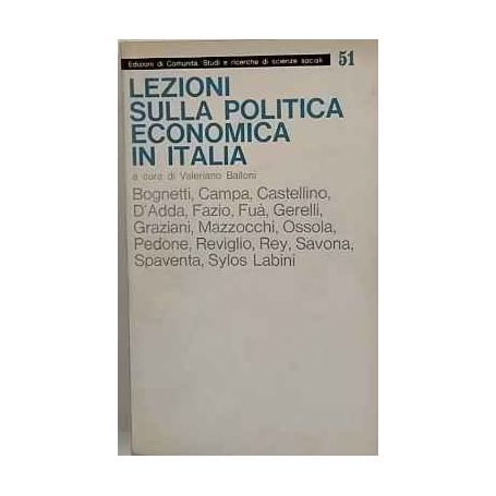 Lezioni sulla politica economica in Italia