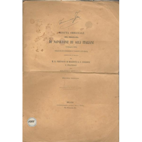 MINUTA ORIGINALE DEL PROCLAMA DI NAPOLEONE III AGLI ITALIANI